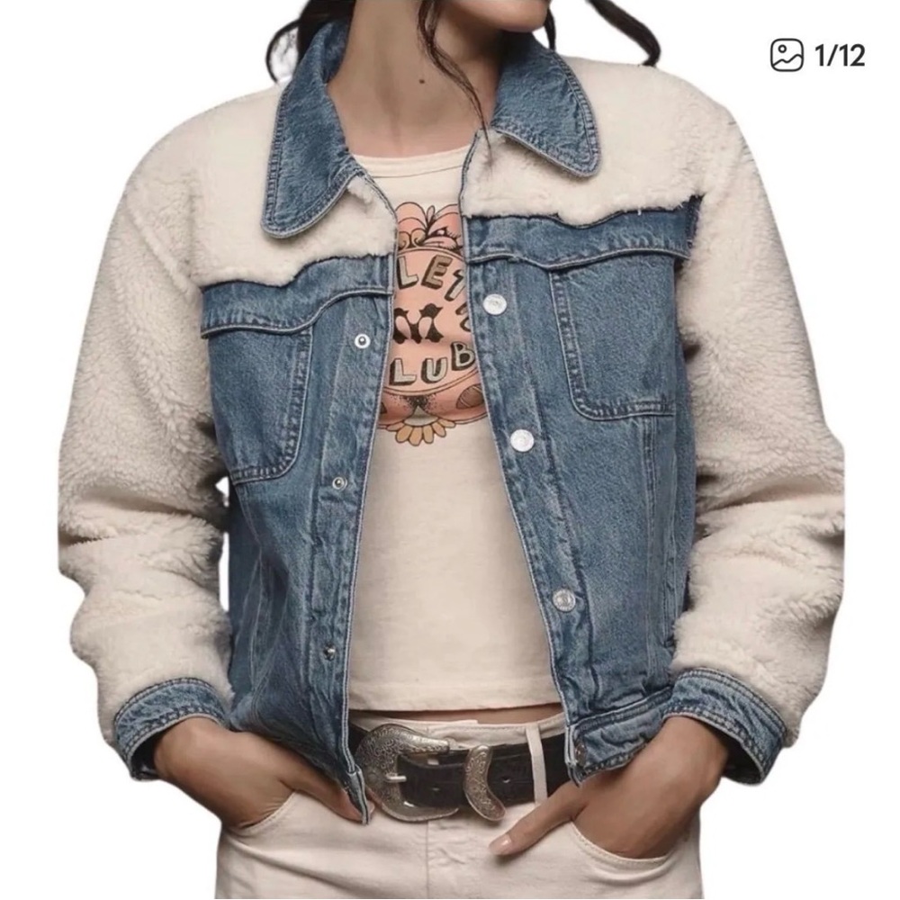 Mother - Denim/Sherpa Backbend jacket